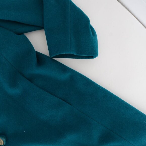 Teal Long Women's Coat - Picture 10 of 12